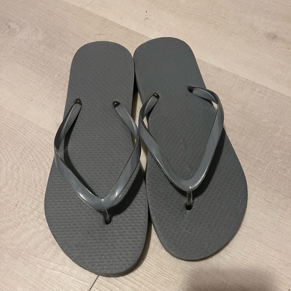 gray flip flops